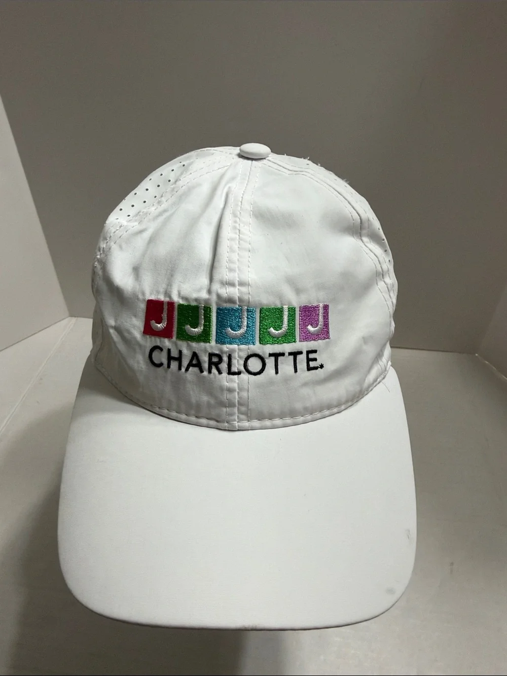 Charlotte Pickleball White Baseball Cap with Multicolor JJ Logo
